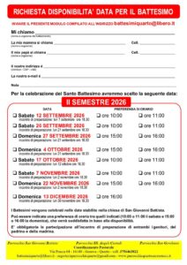 thumbnail of RICHIESTA DISPONIBILITA’ DATE BATTESIMO SG BATTISTA 2026_IISEMESTRE